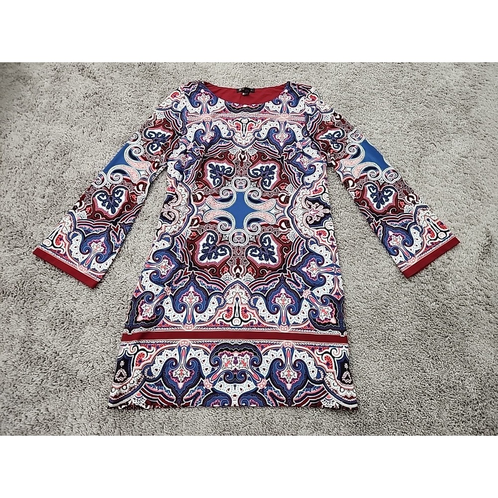 INC International Concepts Shift Dress Womens L Paisley Lined Made in Taiwan